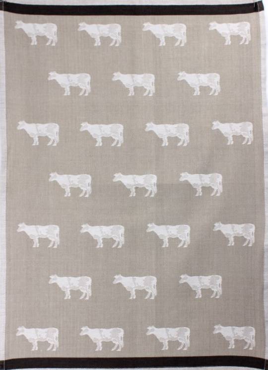 Tea Towel jacquard weave 'cow' Code:TT-JAC/COW/LINEN